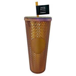 Starbucks 50th Anniversary Release. Venti, Honeycomb Gold Studded Cold Cup. BNWT